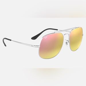 Rayban “General” silver/mirrored rose gold lens sunglasses